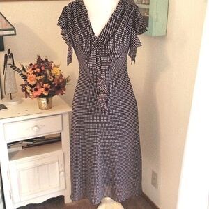 MSK Brown and White Dotted Dress
